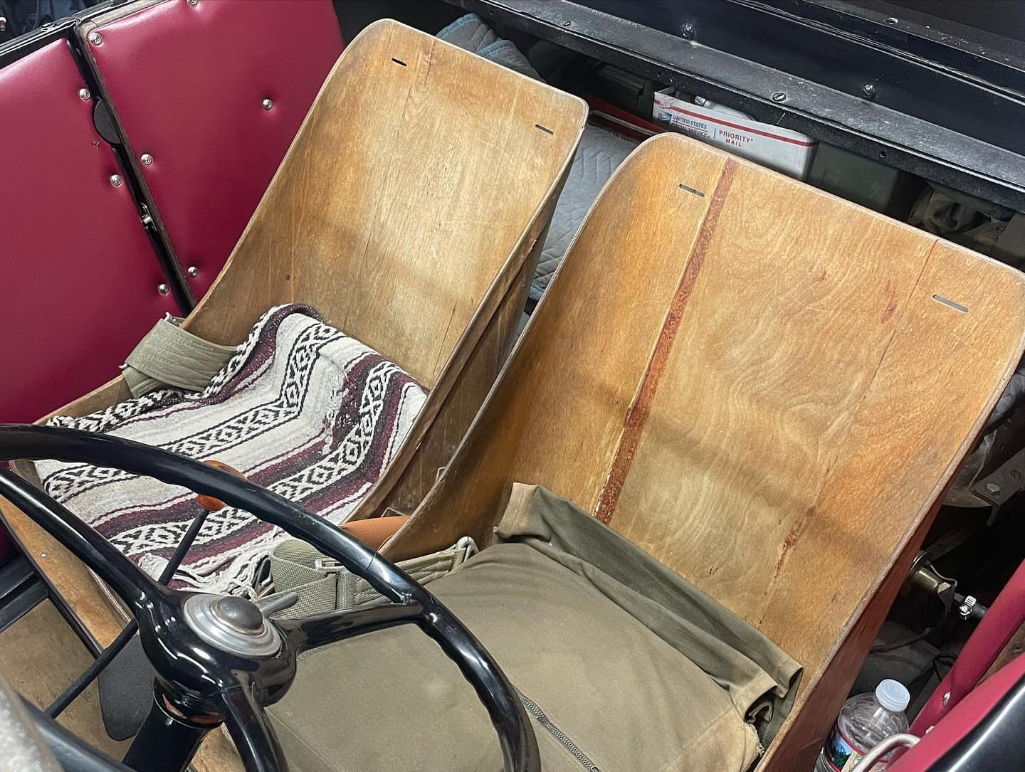 Original pair of steam formed wooden aircraft seats. - Image 6