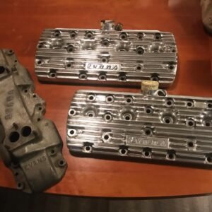 Set of original polished 1937 Evans 21 stud heads and a 2 pot intake.