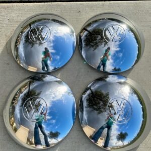 4 Original German Chrome Hubcaps.