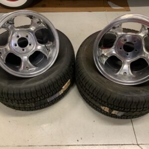 Polished aluminum 2piece ET III 16x10 wheels, NOS BF Goodrich 345/55R 16,