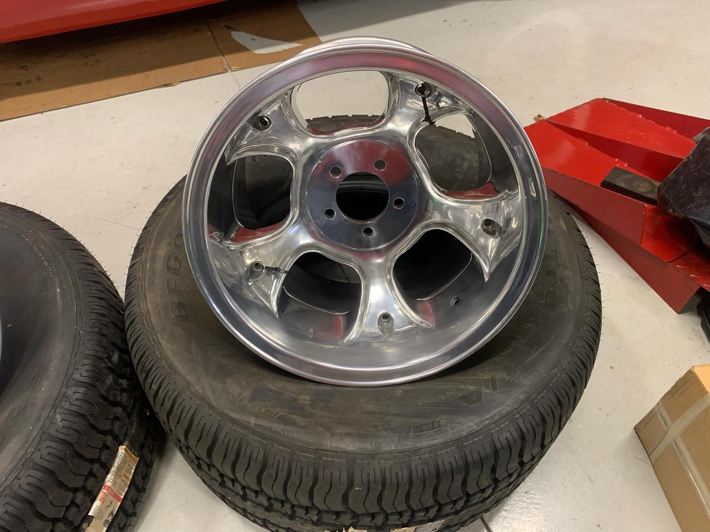 Polished aluminum 2piece ET III 16x10 wheels, NOS BF Goodrich 345/55R 16, - Image 5
